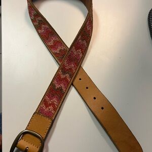 Lucky Brand Boho Retro Western multicolored pink brown green Bead Leather Belt S